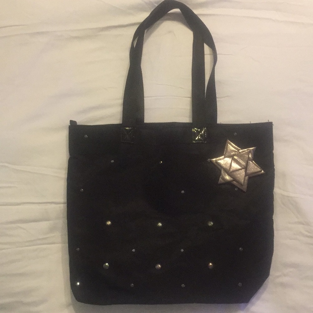 Bath & Body Works BLACK Rhinestones BOW Tote